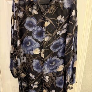 Floral Sheer Button-Up kimono shirt